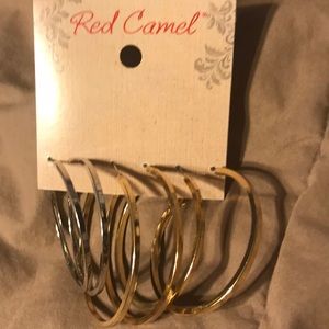 Set of 3 hoop earrings gold and silver